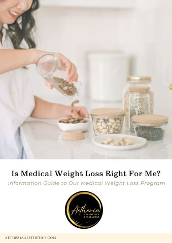 Cover of Aetheria Magazine: “Metabolic Reset”—patient guide to safe weight loss with GLP-1 basics, nutrition, and habit tips from Aetheria Aesthetics & Wellness.