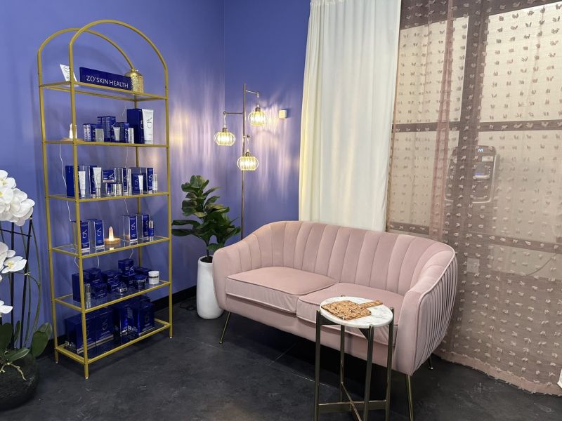 Luxurious skincare boutique with modern decor and professional treatment products.